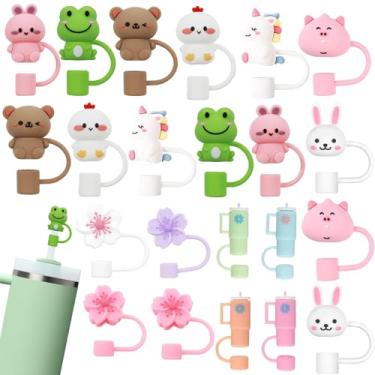 Imagem de GGDECA 22 peças de topo de palha para copo Stanley, tampa de cobertura de palha de silicone de 10 mm para copos Stanley 30 1,134 g, acessórios de tampa reutilizáveis