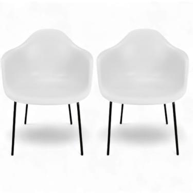 Imagem de Kit Cadeira Flora Para Mesa Jantar Escritorio Poltrona Com Apoio (BRANCO, 2 Cadeiras)