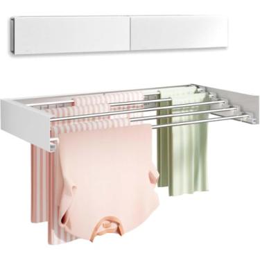Imagem de Varal Retratil, Varal Retratil de Parede, 100/80 Cm, de Alumínio Grande(100 cm Com 6 Varetas)