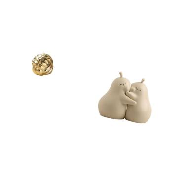 Imagem de Fenteer Escultura de Pera com Novelo de Lã Estético, Ornamento de Cerâmica, Estante de Livros com Acabamento Fino, Presente Maravilhoso para Amigos Na Sala de