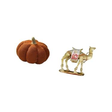 Imagem de Fenteer Almofada de Sofá de Pelúcia de Abóbora de Halloween, Estátua de Animal de Resina Decorativa para Decoração de Prateleira de Entrada de Sala de Estar E
