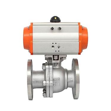 Imagem de Q641F-16P Válvula de esfera pneumática de flange de aço inoxidável de 2-1/5.1 cm Válvula de desligamento pneumático rápido de emergência a vapor de alta temperatura, 1 peça