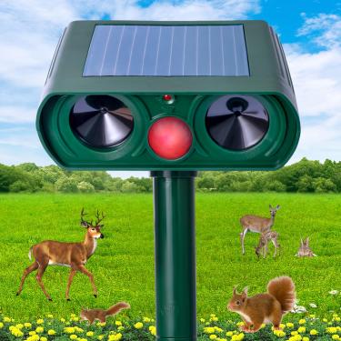 Imagem de Repelente de animais ultrassônico, repelente de animais movido a energia solar, dispositivos de dissuasão de animais à prova d'água repele gatos, cães, raposas, ratos, etc. (novo)