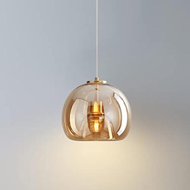 Imagem de YQSLQZZ Lustre de sala de jantar de vidro cúpula, ilha de cozinha vintage industrial luminária pendente, teto ajustável de altura luzes de teto suspensas, para sala de estar, corredor, quarto