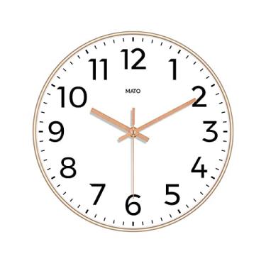 Imagem de WYUYIWH Relógios de parede relógio simples e atmosférico moderno casa sala de estar estudo luz luxo relógio de parede silencioso decoração relógio de parede (cor: latão, tamanho: 12 polegadas)