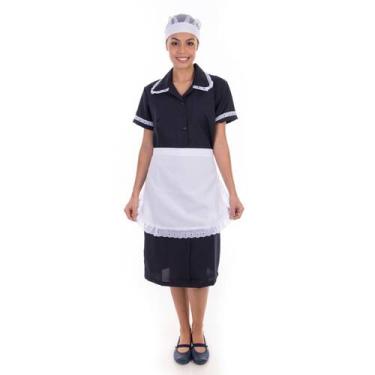 Imagem de Vestido em Tecido Oxford Com Avental e Detalhes em Bordado Ingles para