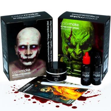 Imagem de Kit Cenográfico Maquiagem Halloween Terror Zumbi Cosplay Fantasia Colo