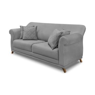 Imagem de Sofá 2 Lugares Pé de Madeira Julieta 160 cm Veludo Cinza S04 - D'Rossi