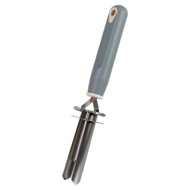 Imagem de Ｂｅｓｇａ Removedor de caroço de frutas em aço inoxidável, eficiente e fácil de usar, portátil, ferramenta de remoção de caroço para maçã, cereja, tâmaras, Cinza