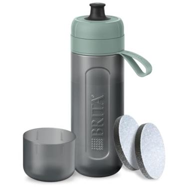 Imagem de BRITA Garrafa de filtro de água esportiva modelo verde escuro ativo (600 ml) - garrafa espremível sem BPA em movimento, filtra cloro, impurezas orgânicas, hormônios e pesticidas e preserva os