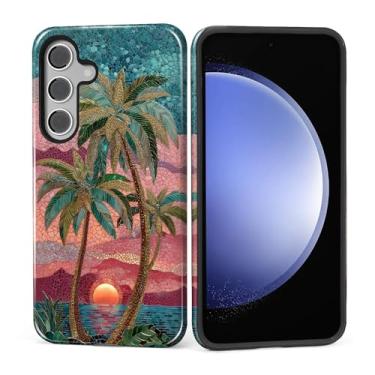 Imagem de MQJCYB Capa para Samsung Galaxy S23 FE, híbrida, resistente, 2 em 1, resistente à prova de choque, proteção brilhante, capa para Samsung Galaxy S23 FE Tropical Beach Palm Tree