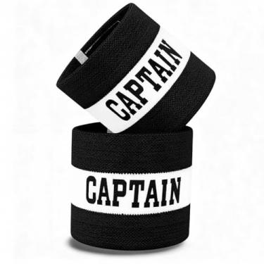 Imagem de Braçadeira clássica do capitão, braçadeiras ajustáveis para líderes (unissex) – Ideal para competições de futebol, basquete, vôlei e times escolares (preto)