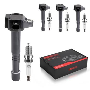 Imagem de CASEONJAN Pacote de bobinas de ignição UF712 e velas de ignição irídio, compatível com Acura ILX TLX Honda Accord CR-V - 2,4L L4 substitui GN10732 UF712, conjunto de 4
