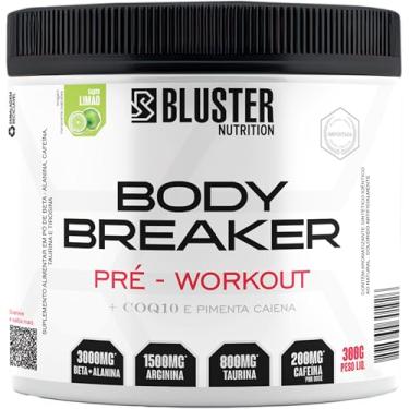 Imagem de Bluster Nutrition, Pré-treino complementado com Beta-alanina, Arginina, Taurina, e Cafeína, Sabor limão, Body Breaker, 300 gramas
