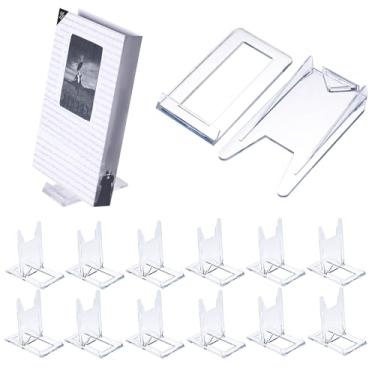 Imagem de 12 peças de suporte de plástico para exibição, suporte de exibição de livros transparente, ajustável, cavalete para colecionador, para revistas, CDs, álbuns, cartões postais, obras de arte