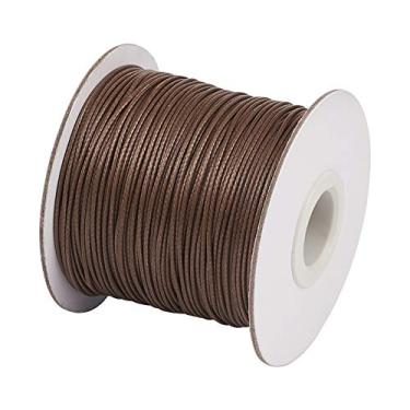 Imagem de Cordão de 1 mm para nó encerado de poliéster coreano para trançar cordas redondas Sienna para pulseira faça você mesmo, colar de macramê, fabricação de joias