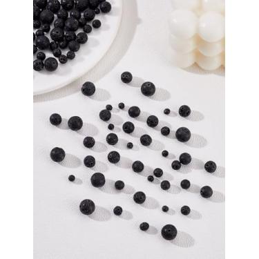 Imagem de 236 peças, 4 tamanhos, contas de pedra vulcânica natural, contas de pedra natural, contas redondas soltas de pedra preciosa, contas redondas de pedra vulcânica, contas de pedra preciosa para pulseira