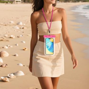 Imagem de Capa de celular selada luminosa PVC à prova d'água para natação bolsa impermeável (rosa)