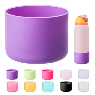 Imagem de Bluwing Bota de silicone para garrafas de água Owala de 1,134 g, parte inferior de manga protetora antiderrapante para garrafa de água de aço inoxidável Owala 1,134 g FreeSip/Twist/Flip (Roxo)