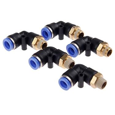 Imagem de 5pcs M5"1/8'1/4' '3/4' '3/8' '1/2' Encaixes pneumáticos de conexão pneumática cotovelo Empurre rápido no encaixe do tubo do conector para o tubo de mangueira 4/6/ 8/10/ 12mm YYDFPIIA