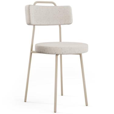 Imagem de Cadeira Decorativa Estofada Para Sala De Jantar Barcelona Arena L02 Linho Cru - Lyam