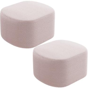 Imagem de Kit 2 Puffs Decorativos Orgânico Para Living Quarto 70cm Doha W01 Bouclê Rosê - Lyam Decor