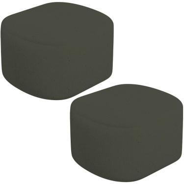 Imagem de Kit 2 Puffs Decorativos Orgânico Para Living Quarto 70cm Doha W01 Linho Verde Musgo - Lyam Decor
