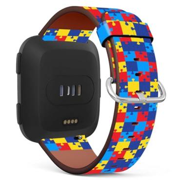 Imagem de Mingdao Pulseira de substituição compatível com Fitbit Versa 2/Versa/Versa Lite/Versa SE estampada, conscientização do autismo 8171