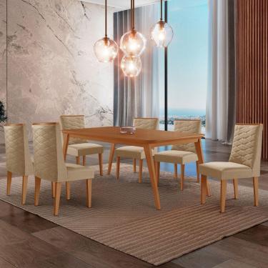 Imagem de Mesa De Jantar Copper 180cm Tampo Mdf Com 6 Cadeiras Moderna Turim 07/naturalle/naturalle