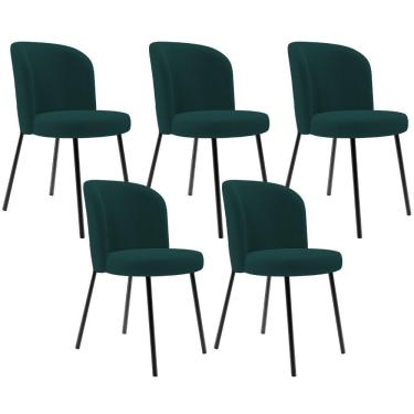 Imagem de Kit 5 Cadeiras Sala De Jantar Estofada Gavi L02 Bouclê Verde - Lyam Decor