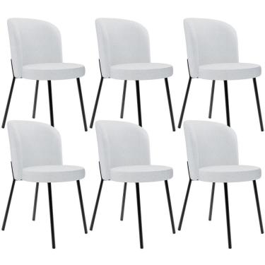 Imagem de Kit 6 Cadeiras Sala De Jantar Estofada Gavi L02 Linho Cinza - Lyam Decor