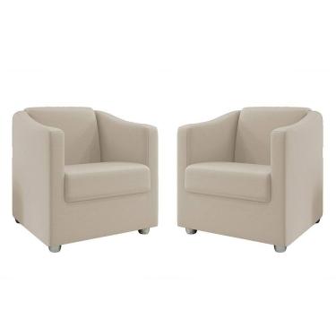 Imagem de Kit 2 Poltronas Decorativa Tilla Suede Bege DalPoz Estofados