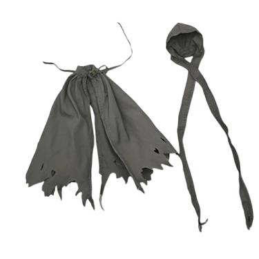 Imagem de simhoa Capa e chapéu para bonecos de ação 1:12, fantasias de bonecas, roupas em miniatura, acessórios para bonecos de 6 polegadas, Preto