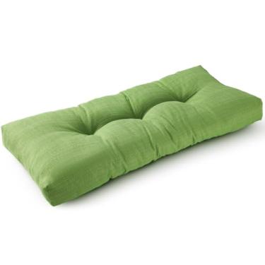 Imagem de SUNROX LokGrip Almofada de banco antiderrapante tufada de espuma de memória, resistente à água, durável, espessa, externa/interna, almofadas de assento 122 x 40 x 10 cm, verde maçã