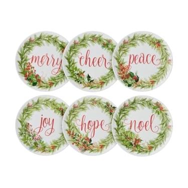 Imagem de Mikasa Conjunto de 6 pratos de aperitivos leves resistentes a lascas para festas de Natal e férias, 18 cm