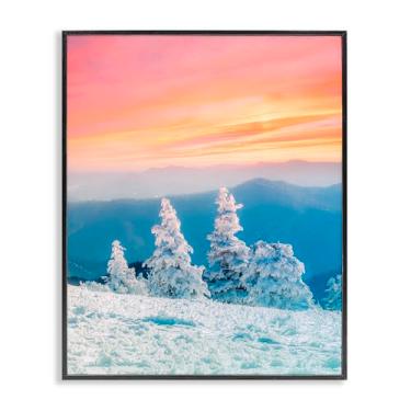 Imagem de Stupell Industries Arte giclée emoldurada preta do pôr-do-sol fogo e gelo, design por Jared Kreiss, 20 x 16