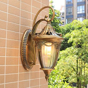 Imagem de Luminária de parede externa clássica retrô preta com iluminação LED, à prova d'água e decorativa para corredor de casa (bronze B A45cm)