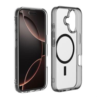 Imagem de ZeitCh Capa para iPhone 16 Pro, compatível com MagSafe, capa preta transparente à prova de choque