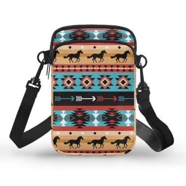 Imagem de YECARYPOD Pequena bolsa tiracolo para telefone feminina mini bolsa transversal para celular bolsa de ombro mini carteira sobre alça de ombro, A Western Horse, One Size