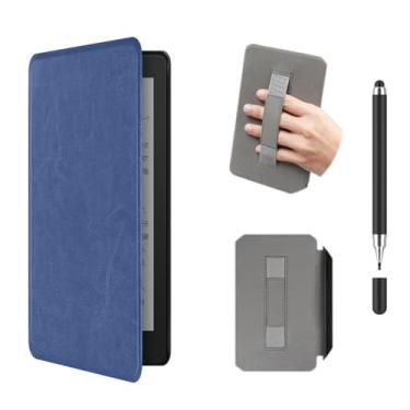 Imagem de Akacy Textura de couro sintético com alça para Kindle de 10ª geração de 6 polegadas (modelos J9G29R, modelos J9G29R). Capa traseira de borracha TPU de silicone flexível e fina, com cantos reforçados