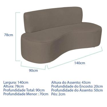 Imagem de Sofá Curvo 2 Lugares Amsterdã 140cm Suede Cor Marrom