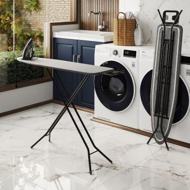 Imagem de Tábua De Passar Roupas Dobrável Lyon Com Tecido Térmico E Porta Ferro Preto