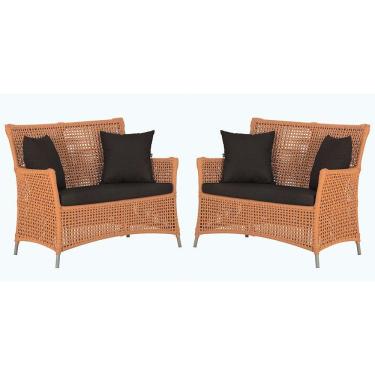 Imagem de 2 Sofás área Externa Igapó Alumínio Fendi Corda Náutica E9 Terra Cota