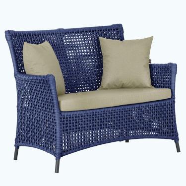 Imagem de 1 Sofá área Externa Igapó Alumínio Preta Corda Náutica E7 Azul