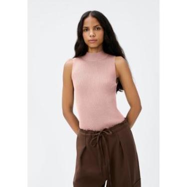 Imagem de Regata Básica Feminina Gola Alta Em Tricô Canelado-Feminino
