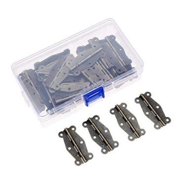 Imagem de 20 pcs Mobiliário antigo dobradiça dobradiça porta bagagem Butt Hinges para jóias caixas de madeira 50 * 25mm com parafusos e caixa de armazenamento YYDFPIIA