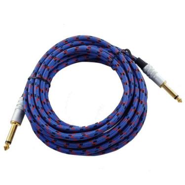 Imagem de Cabo Profissional de Guitarra/ Violão Nylon P10 5M Azul - MXT