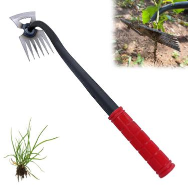 Imagem de Lehood [2025 New Upgraded] Enxada oca endurecida 2 em 1 com cabo longo, enxadas de jardim resistentes para remoção de ervas daninhas, solo, escavação de solo, escavação de plantio, ferramenta prática