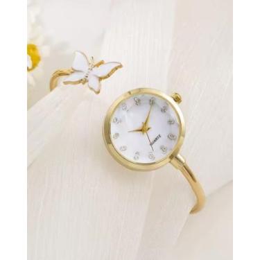 Imagem de Relógio Bracelete Feminino Luxo Aço Inox Quartz - Cansnow, Dourado 2