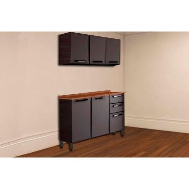 Imagem de Cozinha Modulada Bertolini Estilo 2 Peças (1aéreo+1balcão) C2p08 Cinza-grafite-bertolini